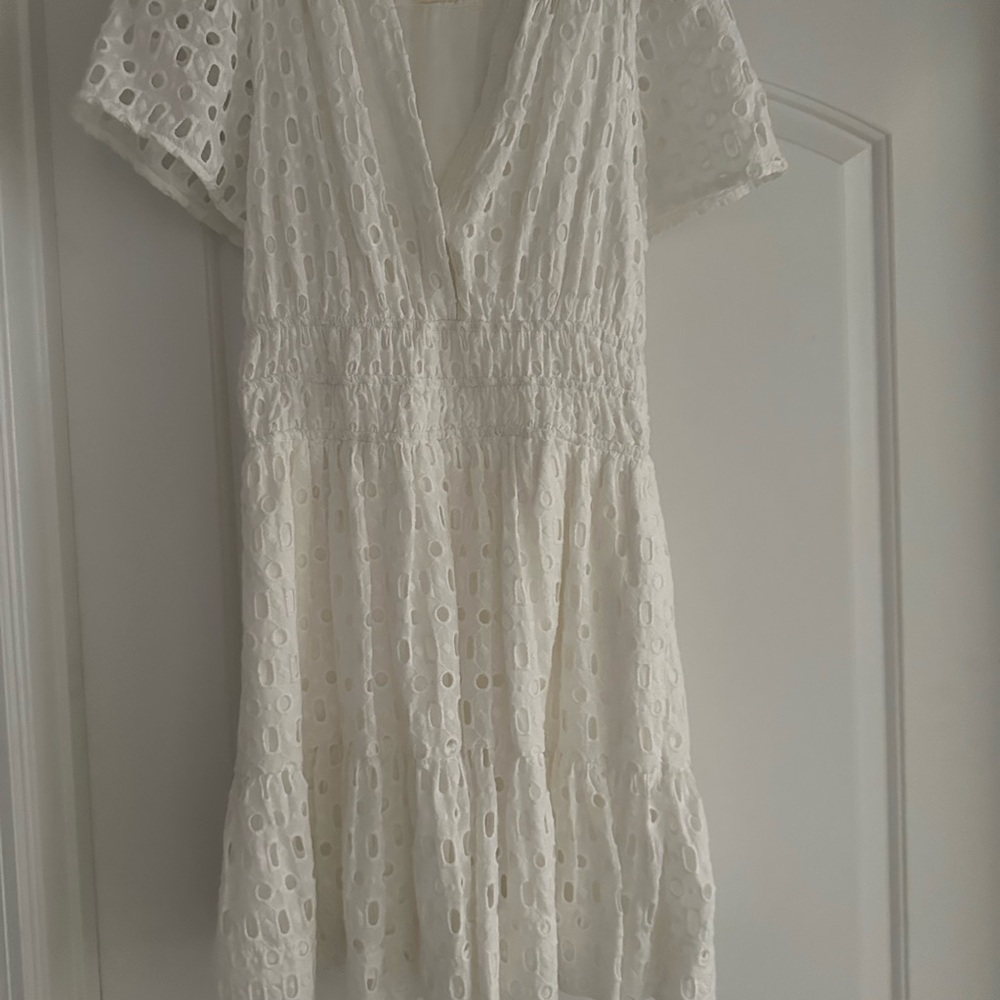 Anthropologie White Eyelet Mini Dress